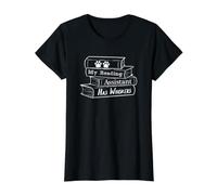 My Reading Assistant Has Whiskers Avid Reader Cat Lady Book Value Graphic T-Shirt, Women, Black, S