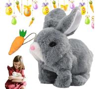 My Realistic Bunny Toy, Interactive Rabbit Electronic Pet, Realistic Bunny Toy Can Walk and Talk, Easter Interactive Rabbit Toy-Jumping,Shaking Ears (Gray)
