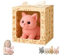My Realistic Cat- Bring Endless Joy and Warmth, Interactive Realistic Ultra-Soft Cat Plush, Robot Cats Animal Stuffed, That Acts Like a Real Cats,That Walks, Meows & Tail Wagging (Pink)
