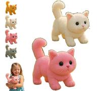 My Realistic Cat, Movements and Sounds, Can Walk, Meow, Wag Its Head and Tail, Robot Kitten That Acts Like A Real Kitten,Companion for Cat Lovers Pink + White
