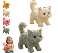 My Realistic Cat, Movements and Sounds, Can Walk, Meow, Wag Its Head and Tail, Robot Kitten That Acts Like A Real Kitten,Companion for Cat Lovers Gray + White
