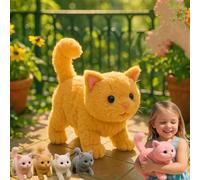 My Realistic Cat Toy-Bring Endless Joy and Warmth, 2025 New Ai Robot Kitten, Toy Cats That Walks, Meows & Tail Wagging, Realistic Cat Stuffed Animal,That Acts Like a Real Cats yellow