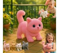 My Realistic Cat Toy-Bring Endless Joy and Warmth, 2025 New Ai Robot Kitten, Toy Cats That Walks, Meows & Tail Wagging, Realistic Cat Stuffed Animal,That Acts Like a Real Cats pink