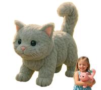My Realistic Cat Toy-Bring Endless Joy and Warmth, Lifelike Interactive Stuffed Animal Kitten with Realistic Meowing & Purring Sounds, Automatic Walking and Wagging Tail Toy for Kids gray