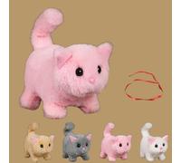 My Realistic Cat Toy-Bring Endless Joy and Warmth, Realistic Plush Cat Toy, New Ai Robot Kitten, Can Walk, Meow, Wag Its Head and Tail(Pink)