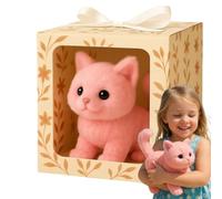 My Realistic Cat Toys, 2025 New Robot cat, Realistic Electronic cat Toy with Walking, Realistic Stuffed Animal That Walks, Meows & Wagging Tail Pink