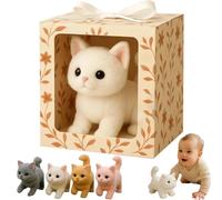 My Realistic Cat Toys-Bring Endless Joy And Warmth, 2025 New Ai Realistic Robot Kitten Cat, Interactive Realistic Ultra-Soft Kitten Plush, Can Walk, Wag Its Head and Tail white