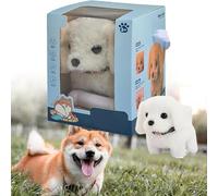 My Realistic Robot Puppy Dog for Adults, Robot Dogs that Act Like Real Dogs, Robotic Puppy Walks, Creative Simulation Pet Plush Toys Suitable for Holiday Present (White)