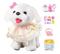 My Realistic Robot Puppy, Musical Singing Dancing Plush Interactive Dog Walk Along Puppy, Imitate Human Speech, Cuddle and Kiss, Walk and Run, Voice Dialogue Princess dog Battery