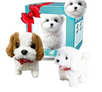 My Realistic Robot Puppy, Plush Interactive Robots Dogs, walking, Barking, Tail Wagging Acts Like a Real Puppy Bow for Adults B