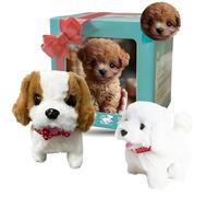 My Realistic Robot Puppy, Plush Interactive Robots Dogs, walking, Barking, Tail Wagging Acts Like a Real Puppy Bow for Adults D