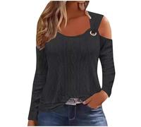 My Recent Orders 2024 Sexy Cold Shoulder Tops for Women UK Fall Fashion 3/4 Sleeve V Neck Tunic Shirts Ladies Elegant Hollow Out Eyelet Blouse Dressy Casual Solid Color Loose Fit Tee Shirts