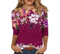 My Recent Orders Cotton Tops for Women UK Plus Size Women's Fashionable Floral Print Three Quarter Sleeve Top T Shirt Summer online Gift Vouchers Amazon Uk Birthday Order Again From My Orders