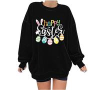 My Recent Orders Happy Easter Sweatshirt for Women UK Casual Long Sleeve Crewneck Pullover Tops 2024 Funny Letter Eggs Printed Shirts Spring Summer Fashion Loose Fit Blouses Going Out Jumper