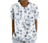 My Recent Orders Linen Shirts for Women Summer Short Sleeve Tops Casual Lapel Neck Button Back Blouses Ladies Floral Print Tshirts UK 2024 Fashion Plus Size Tee Blouses