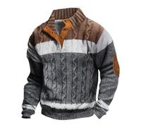 My Recent Orders Oversized Sweater for Men UK Fall Winter Long Sleeve Button Up Collared Jumpers Vintage Knit Geometric Print Pullover Tops Dressy Casual Going Out Sweatshirt Loose Fit Blouse