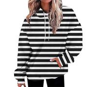 My Recent Orders Oversized Sweatshirt Women Plus Size Womens Oversized Hoodies Striped Plus Size Sweatshirts Long Sleeve Sweaters Bargains of The Day Sale (Black, XXXXXXL)