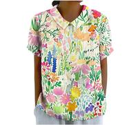 My Recent Orders Placed by Me Summer Linen Tops for Women UK Casual Dandelion Print Shirts 2024 Dressy Short Sleeve Lapel Neck Blouses Ladies Solid Oversized T-Shirts Going Out Blouses