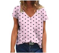 My Recent Orders Summer T-Shirt for Women UK Short Sleeve V Neck Polka Dots Print Tops 2025 Fashion Lightweight Loose Fit Shirts Dressy Casual Going Out Blouse Ladies Comfy Basic Tshirts