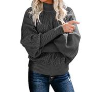 My Recent Orders Tunic Sweatshirt for Women Women's Winter New Mid Neck Loose Long Sleeve Knitted Solid Color Sweater Plus Size Today Deals of The Day (Dark Gray, S)