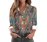 My Recent Orders Womens Casual Shirts UK 2025 Spring Summer Long Sleeve Collared Button Down Blouse Dressy Trendy Floral Printed Tops Ladies Elegant Going Out T-Shirt Loose Fit Shirts