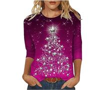 My Recent Orders Womens Christmas Tunic Tops UK Trendy 3/4 Sleeve Crewneck Shirts Dressy Casual Xmas Tree Snowflake Print Blouse Ladies Lightweight Fall Winter Going Out T Shirts 2024 Tee