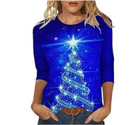 My Recent Orders Womens Christmas Tunic Tops UK Trendy 3/4 Sleeve Crewneck Shirts Dressy Casual Xmas Tree Snowflake Print Blouse Ladies Lightweight Fall Winter Going Out T Shirts 2024 Tee