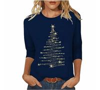 My Recent Orders Womens Christmas Tunic Tops UK Trendy 3/4 Sleeve Crewneck Shirts Dressy Casual Xmas Tree Snowflake Print Blouse Ladies Lightweight Fall Winter Going Out T Shirts 2024 Tee