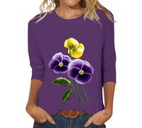 My Recent Orders Women's Plus Size Tops Women's Summer Round Neck Printed Loose Casual 3/4 Sleeve Top Ladies Summer Blouses Pay Monthly Items only Pocket Money Toys Under 5 Pounds Purple