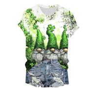 My Recent Orders Women's St Patricks Day T-Shirt UK 2025 Summer Short Sleeve Crewneck Tops Funny Lucky Shamrock Gnome Printed Shirts Dressy Casual Plus Size Tshirts Lightweight Blouse