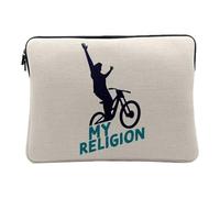 My Religion Mountain Biking Cycling Mountain Biking Downhill Computer and Tablet Case Linen Look 14-15 Inches Printed in France