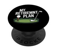 my retirement plan golfer saying golf ball white sport bat PopSockets Adhesive PopGrip