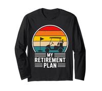 My Retirement Plan is Golfing Retro Sunset Golfer Art Long Sleeve T-Shirt