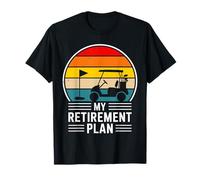 My Retirement Plan is Golfing Retro Sunset Golfer Art T-Shirt
