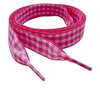 My Ribbon Laces 120cm Pink Gingham checkered Patterened Shoelaces Flat Ribbon Shoe laces For Trainers, Boots & Shoes