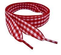 My Ribbon Laces Red Gingham 85cm Flat Ribbon Shoe laces For Trainers, Boots & Shoes