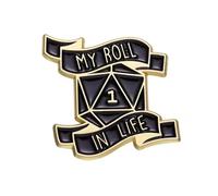 My Roll in Life Enamel Pin - 2.5cm x 2.3cm D20 Dice Badge with Funny Critical Fail Design - RPG Gaming Lapel Pin for Clothes, Backpacks, Collectors, and Tabletop Fans