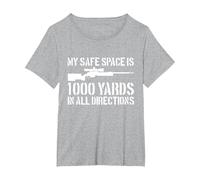 My Safe Space is 3000 Feet in All Direction Military Sniper T-Shirt, Women's Plus, Heather Grey, 2X