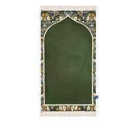 My Salah Mat Muslim Prayer Rug - Thick Large Adult Padded Sajadah Rug for Men Women by Urban Rugs UK - Soft Islamic Mat for Knees Forehead Eid Ramadan Travel (Green (Madinah Design-2))