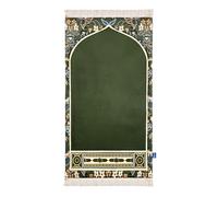 My Salah Mat Muslim Prayer Rug - Thick Large Adult Padded Sajadah Rug for Men Women by Urban Rugs UK - Soft Islamic Mat for Knees Forehead Eid Ramadan Travel (Green (Madinah Design-1))
