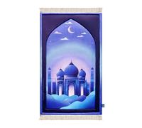 My Salah Mat Muslim Prayer Rug - Thick Large Padded Sajadah for Toddlers & Kids by Urban Rugs UK - Soft Islamic Mat Great for Knees Forehead Eid Ramadan Travel (Blue)