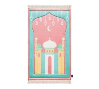 My Salah Mat Muslim Prayer Rug - Thick Large Padded Sajadah for Toddlers & Kids by Urban Rugs UK - Soft Islamic Mat Great for Knees Forehead Eid Ramadan Travel4 (Pink Mumbai Mosque Design)