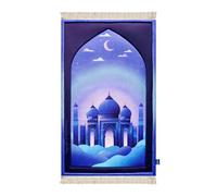My Salah Mat Prayer Rug - Thick Large Padded Sajadah For Toddlers And Kids By Urban Rugs Uk Soft Islamic Mat - Blue