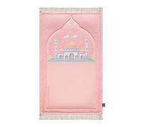 My Salah Mat Prayer Rug - Thick Padded Sajadah For Toddlers And Kids, Soft Islamic Mat For Eid And Ramadan Travel - Blush Pink