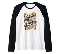 My Scars Tell A Story of Strength Brain Cancer Awareness Raglan Baseball Tee