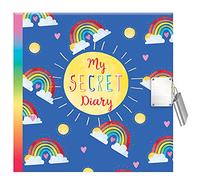 My Secret Diary Blue Rainbow Design Padlock & Keys Secret Hardback Journal