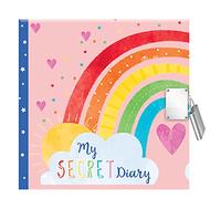 My Secret Diary Pink Rainbow Design Padlock & Keys Secret Hardback Journal