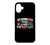 My Sewing Room Is My Happy Place Funny Sewing Machine Case for iPhone 16 Plus