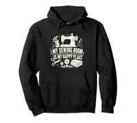 My Sewing Room Is My Happy Place Funny Sewing Machine Pullover Hoodie