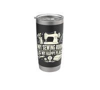My Sewing Room is My Happy Place Funny Sewing Machine Stainless Steel Insulated Tumbler